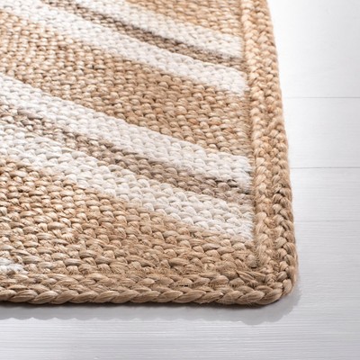 Ivory Geometric 27'' Flat Woven Cotton Area Rug