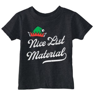 Toddler Funny T Shirts Nice List Material Sarcastic Christmas Graphic Novelty Tee For Young Kids - Crazy Dog Toddler T Shirt Gift For Christmas - 1 of 4