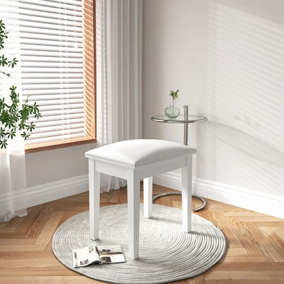 Sevobal Accent Chairs, Vanity Stools with Soft Cushion, Straight Leg Makeup Stool for Bedroom Living Room, White, 16.92"*13"*17.71"