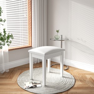 Sevobal Accent Chairs, Vanity Stools with Soft Cushion, Straight Leg Makeup Stool for Bedroom Living Room, White, 16.92"*13"*17.71" - 1 of 4