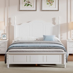 Retro Style Wood Platform Bed with Sturdy Frame and Natural Headboard ,No Box Spring Required, Easy Assembly-Maison Boucle - 1 of 4