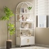 Industrial Arched Bookshelf w/ Storage Cabinet, 71.5" Metal Frame & MDF, Rustic - 4 of 4