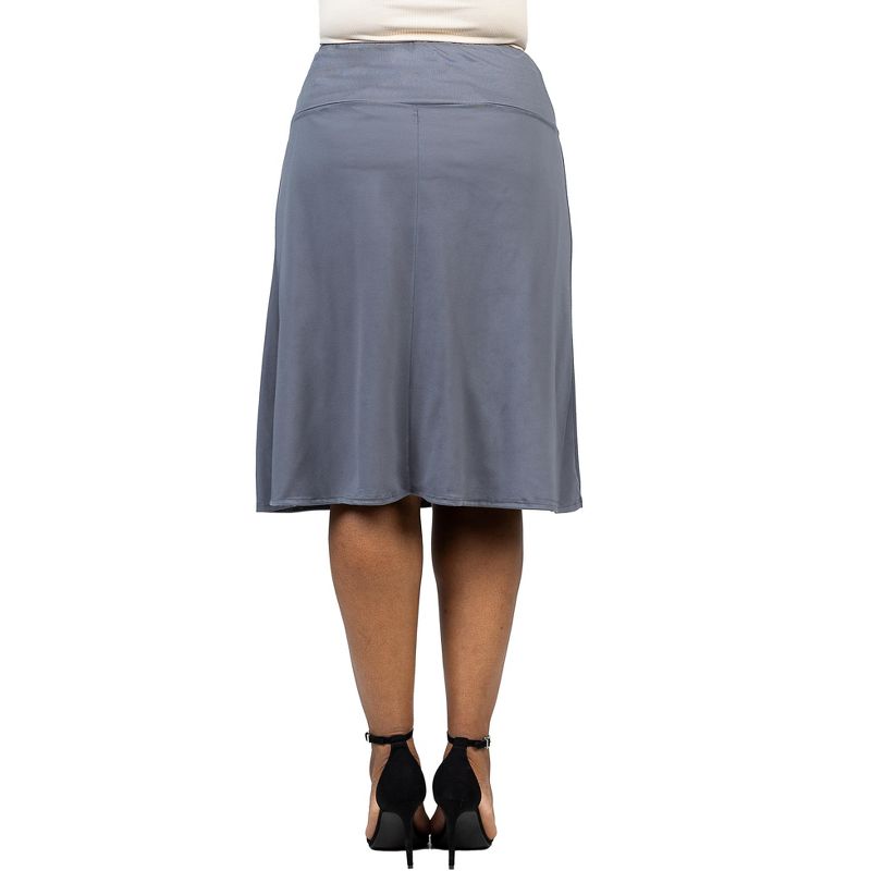 24seven Comfort Apparel A Line Elastic Waist Knee Length Plus size Skirt, 3 of 4