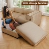 Stylish Chenille 2-Seater Sofa with Ottoman Storage , Cylindrical Backrest and Armrests, Modern Loveseat Hidden Storage Space-Tanpinhause - 3 of 4