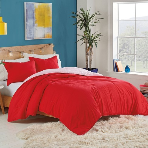 King Solid Reversible Comforter Set Red - Utica