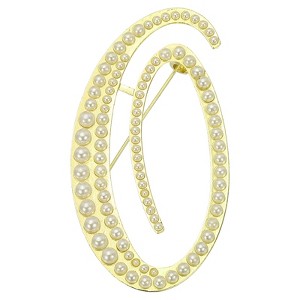 Unique Bargains Letter Brooch Pins, Pearl Letter Lapel Badges Pin for Women Men Girl Wife Clothes Dress Coat Hat, Gold Tone, Letter O
