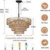 Rattan Shade Pendant Light,6-Lights Boho Chandelier,Ceiling Light Fixture With 4-Tier Woven Lampshade -The Pop Home - 4 of 4