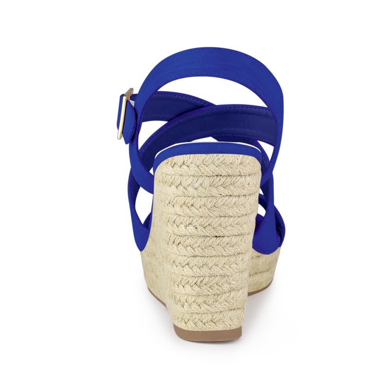 Allegra K Women's Espadrilles Platform Slingback Wedges Sandals, 3 of 7