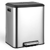 GustoWave 30 Liter/8 Gallon Stainless Steel Dual Compartment Trash Can,  Garbage Can with 2 x 15L Inner Buckets - 2 of 4