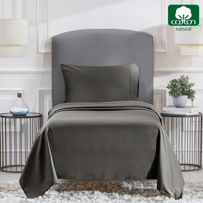 Dark Gray Twin Cotton Sateen Deep Pocket Sheet Set