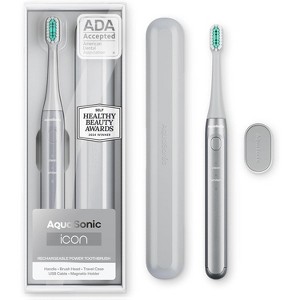 Aquasonic Icon ADA-Accepted Rechargeable Toothbrush | Magnetic Holder & Slim Travel Case | 2 Brushing Modes & Smart Timers | Modern & Convenient - 1 of 4
