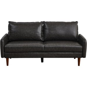 Modern Sofa Leather Couch with Wooden Legs for Living Room Office - 1 of 4