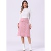 INSPIRE CHIC Women's High Waist Faux Suede Knee Length A-Line Skirts - 4 of 4