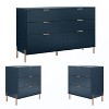 Festivo 3pc Modern Elegance 3 Drawer Nightstands and 6 Drawer Dresser Set Navy - image 3 of 4