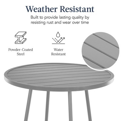 Gray Steel 3-Piece Bar Height Patio Bistro Set with Backless Stools