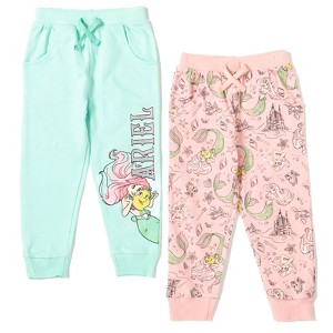 Disney Princess Moana Belle Rapunzel Jasmine Ariel Cinderella Girls 2 Pack Pants Little Kid to Big Kid - 1 of 4