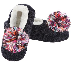Memoi Women's Plush Pom-Pom Chenille Slippers - 1 of 2