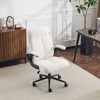 Karl Home |28 inch W White Mid-Back Swivel Cotton And Linen Office Chair Task Chair With Adjustable Arms - 2 of 4