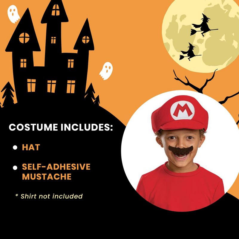 Disguise Super Mario Bros. Mario Hat and Mustache Child Costume Kit, 3 of 4