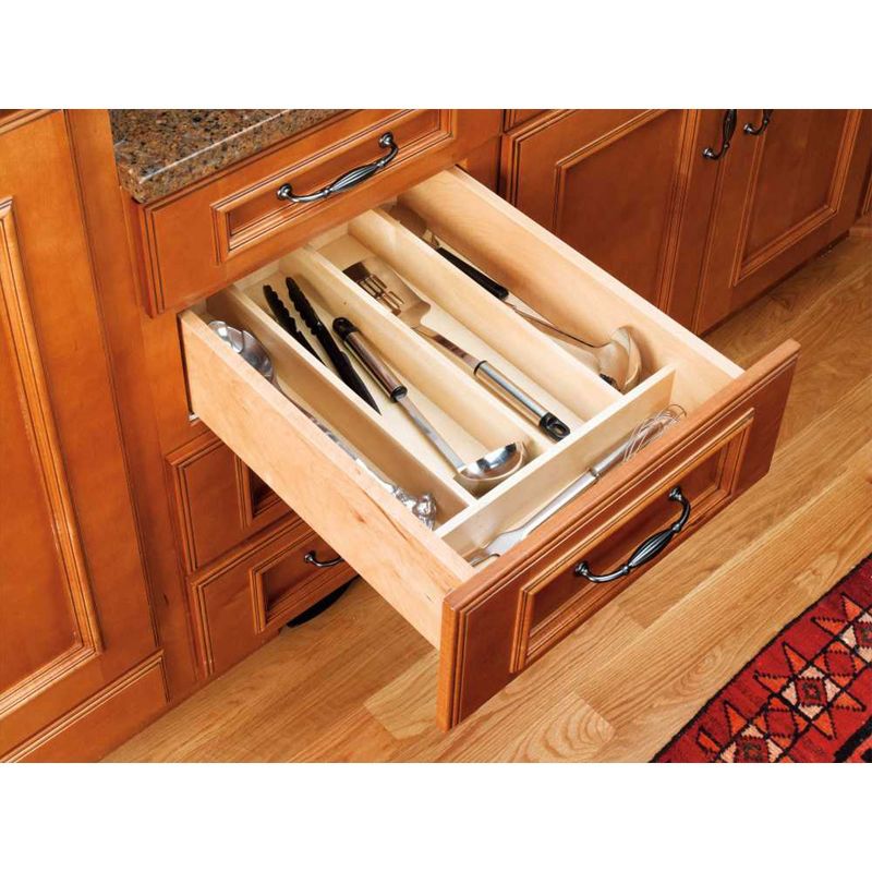 Rev-A-Shelf 4WUT-3SH Trimmable Wooden Kitchen Drawer Divider Utility Holder Cutlery Tray Organizer Insert with 7 Slots, 5 of 7