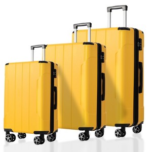 Gulches Luggage Sets 3 Piece, Expandable Hard shell ABS Suitcases with Double Spinner, Travel luggage Set with TSA Lock (20/24/28), Yellow - 1 of 4