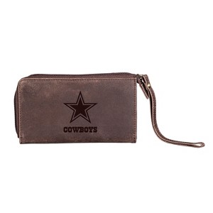 Evergreen NFL Dallas Cowboys Brown Leather Women's Wristlet Wallet Officially Licensed with Gift Box - 1 of 1