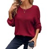 Womens Oversized Sweaters 2025 Long Sleeve Waffle Knit Casual Chunky Pullover Sweater Fall Winter Clothing - 4 of 4