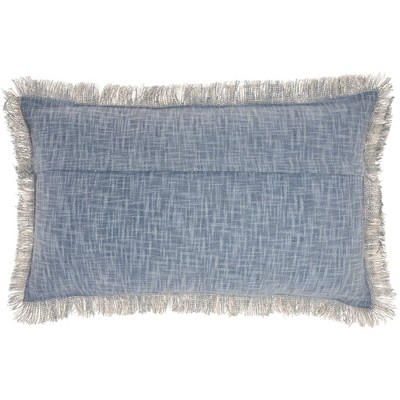 Ocean Blue Cotton Stonewash Lumbar Throw Pillow