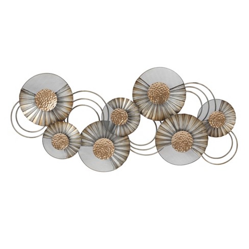 LuxenHome 47" W Distressed Metal Modern Flower Wall Decor Gray - image 1 of 4