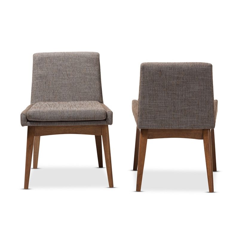 Set of 2 Nexus Mid - Century Modern Wood Finishing and Fabric Upholstered Dining Side Chair Gravel/Walnut Brown - Baxton Studio, 3 of 10