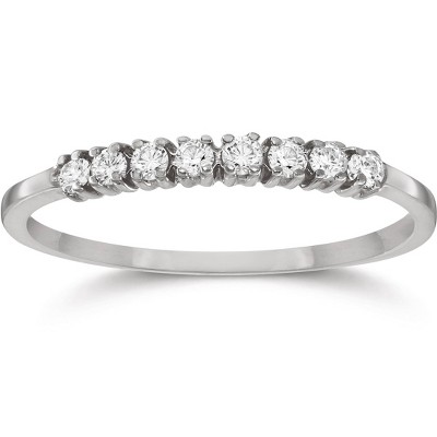 Pompeii3 Eight Stone Diamond Wedding Stackable Guard Band Ring 14K White Gold