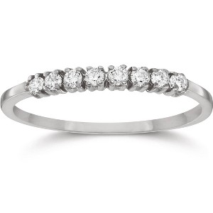 Pompeii3 Eight Stone Diamond Wedding Stackable Guard Band Ring 14K White Gold - 1 of 4