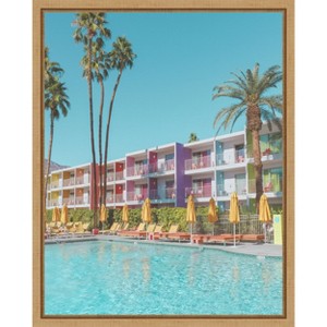 Amanti Art Saguaro Hotel Poolside by Tom Windeknecht Canvas Wall Art Print Framed - 1 of 4