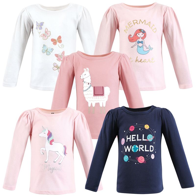 Hudson Baby Infant and Toddler Girl Long Sleeve T-Shirts, Magical World, 1 of 8