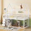 Whisen Twin Over Twin House-shaped Bunk Bed with Shelves, Drawers and Fence Guardrails - 4 of 4