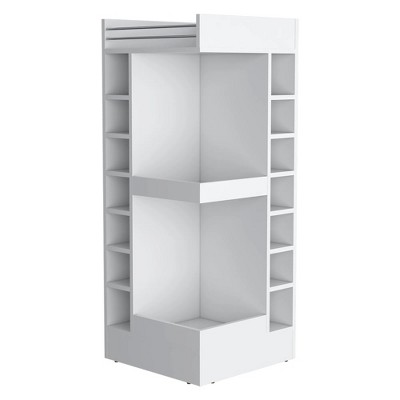 45.9 In. Corner Bar Cabinet with Wine Rack and Open Shelf, White