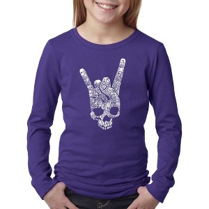 LA Pop Art Girl's Word Art Long Sleeve - Heavy Metal Genres - 1 of 4