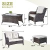 POCASSY 6 Piece Patio Furniture Set, All Weather Wicker Rattan Patio Lovseat Sofa Set with Wicker Patio Chair, Coffee Table and Ottoman - 3 of 4