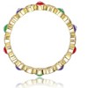 Young Adults/Teens 14k Yellow Gold Plated with Cubic Zirconia Colorful Enamel Evil Stacking Ring - 2 of 3