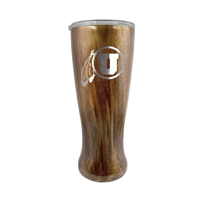 NCAA Utah Utes 20oz Woodgrain Stainless Steel Pilsner Glass