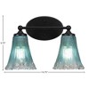 Toltec Lighting Capri 2 - Light Vanity in  Matte Black with 5.5" Fluted Teal Crystal  Shade - 2 of 2