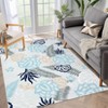 Modern Flower Printed Area Rug, Imitation Cashmere Polyester, Washable, Non-Slip, Foldable for Hallway, Kitchen, Entryway & Office - 3 of 4