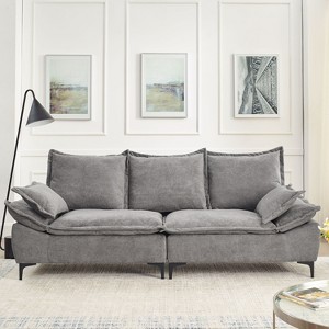 NicBex 88.5"Modular Sofa Couch,Modern Velvet Fabric 3 Seater Sofa with 2 Pillows and Legs for Living Room,Apartment - 1 of 4