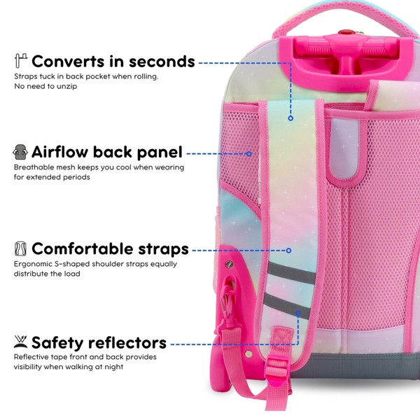Mochila rodante para niños J World Sunrise de 18" para escuela y viajes 6