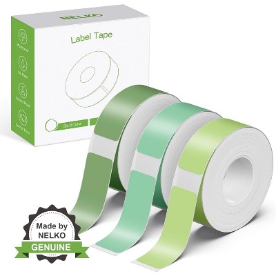 NELKO Genuine P21 Label Maker Tape, Adapted Label Print Paper, 14x40mm (0.55"x1.57"), 180 Tapes/Roll, 3-Roll, Light Green/Green/Dark Green