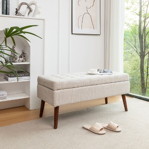 CAVINAS Storage Ottoman Bench, Storage Bench for Bedroom End of Bed Bench, Foot of Bed Bench Entryway Bench Storage Ottoman Bench - 1 of 4