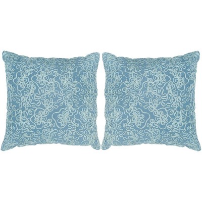 Tape Swirl Pillow (Set of 2) - Wedgwood Blue - 20" X 20" - Safavieh