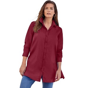 Roaman's Women's Plus Size Kate Tunic Big Shirt - 1 of 4