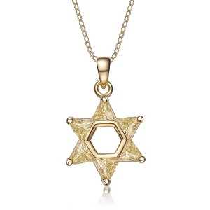 Guili Sterling Silver Star of David Necklace with CZ in Multicolor, Gold, or Yellow—A Sparkling, Symbolic Piece of Faith and a Perfect Gift. - 1 of 3