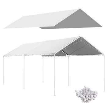 Outsunny 10 x 20ft Carport Roof, Canopy Replacement Cover, UV Resistant, with Ball Bungee Cords